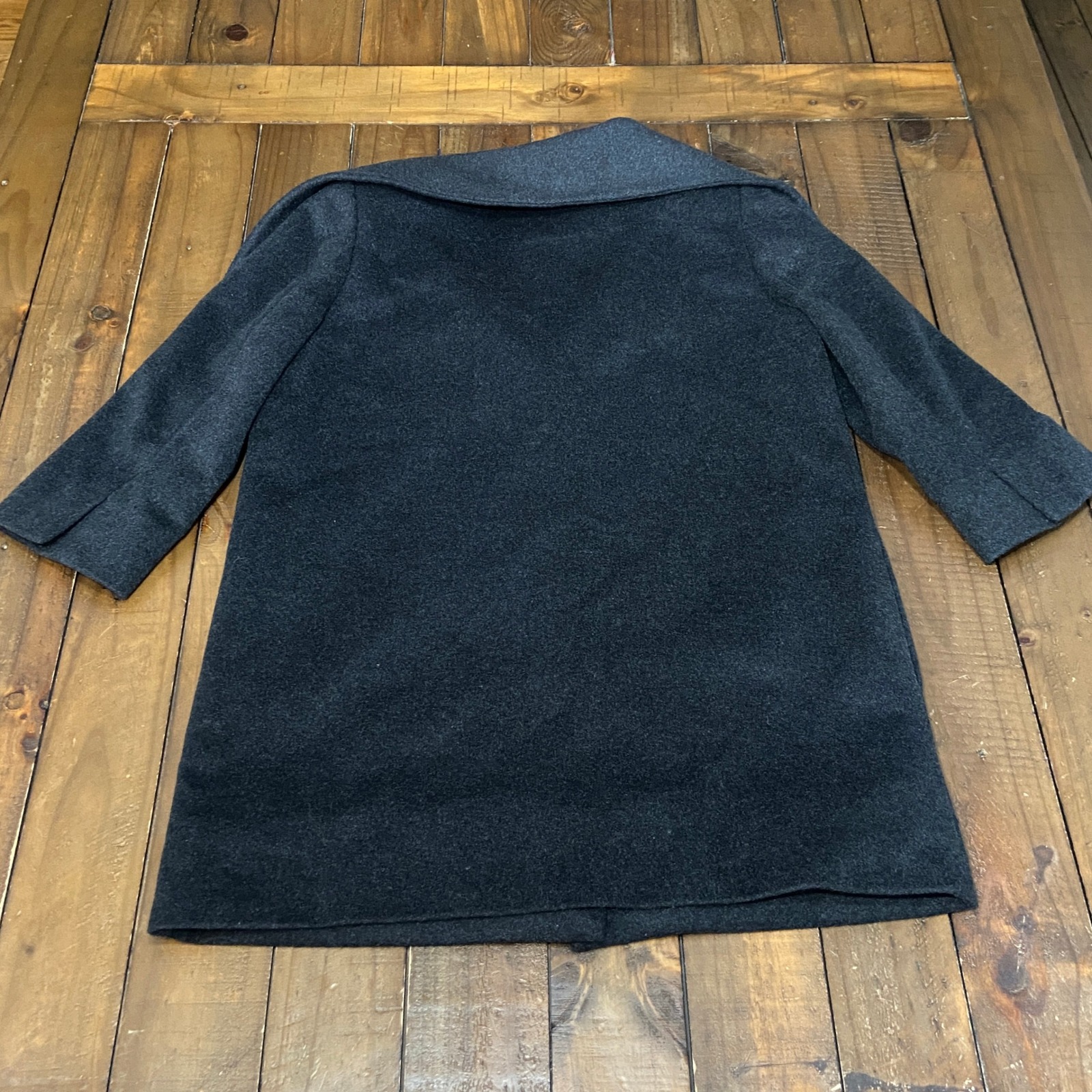 Lan Jaenicke Stamford 100% Cashmere 3/4 Sleeve Funnel Neck Coat Black Size 2 — image 3 of 8